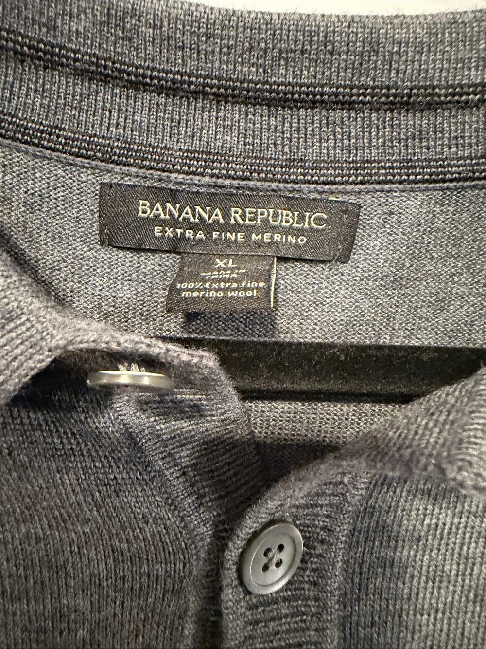 Banana Republic Charcoal Gray Extra Fine Merino Polo Sweater